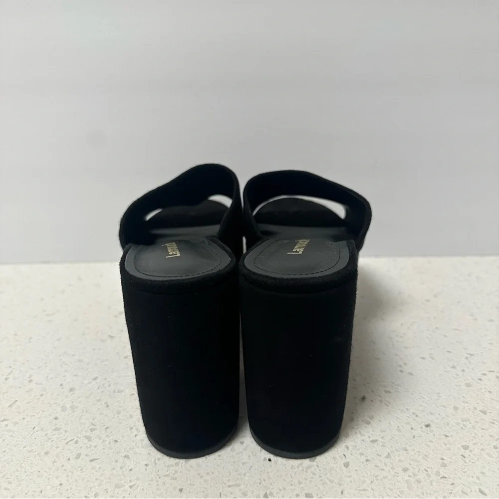 New! Larroudé Miso Suede Platform Mules 7 M Black Suede_3